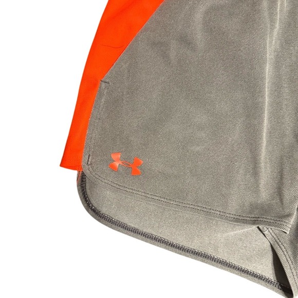 Under Armour Women's Running Shorts Gray Orange Athletic Gym Workout - Picture 2 of 7